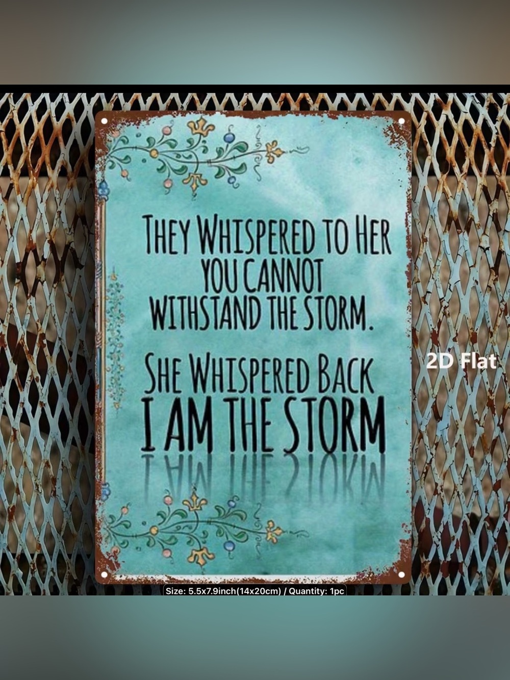 Inspirational Metal Wall Sign - Turquoise "I Am The Storm"